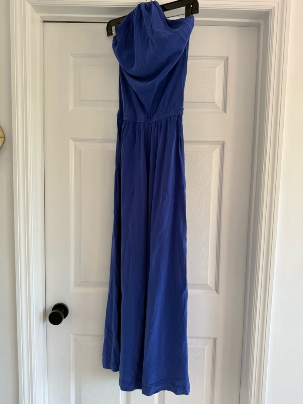 Vix Paula Hermanny 100% Silk Blue Halter Jumpsuit Size S Wide Leg Resort - Picture 2 of 9